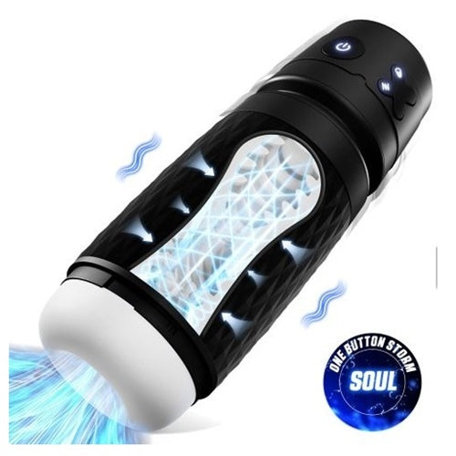 CyberSkin B-Warrior - Black USB Rechargeable Sucking & Vibrating Auto Masturbator