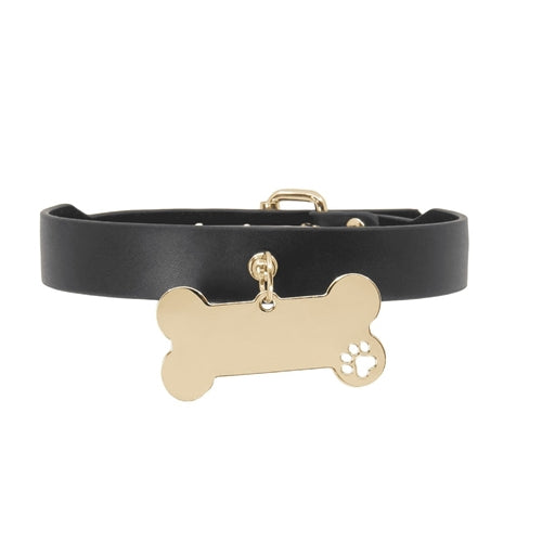 Faux Leather Collar With Engravable bone