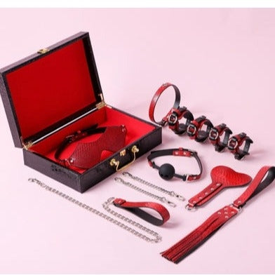 JCW RED 12 Piece Bondage set in Carry Case